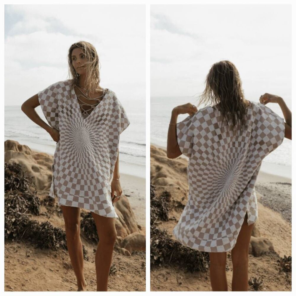 Sand Cloud Checkster Terry Cloth Swim Cover-Up Towel